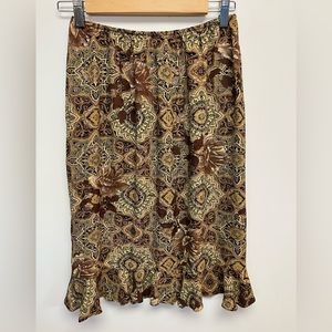 Vtg TOTO N KO Womens Floral Muti-color Flounce Skirt 8 L Zip Elastic Waist Lined